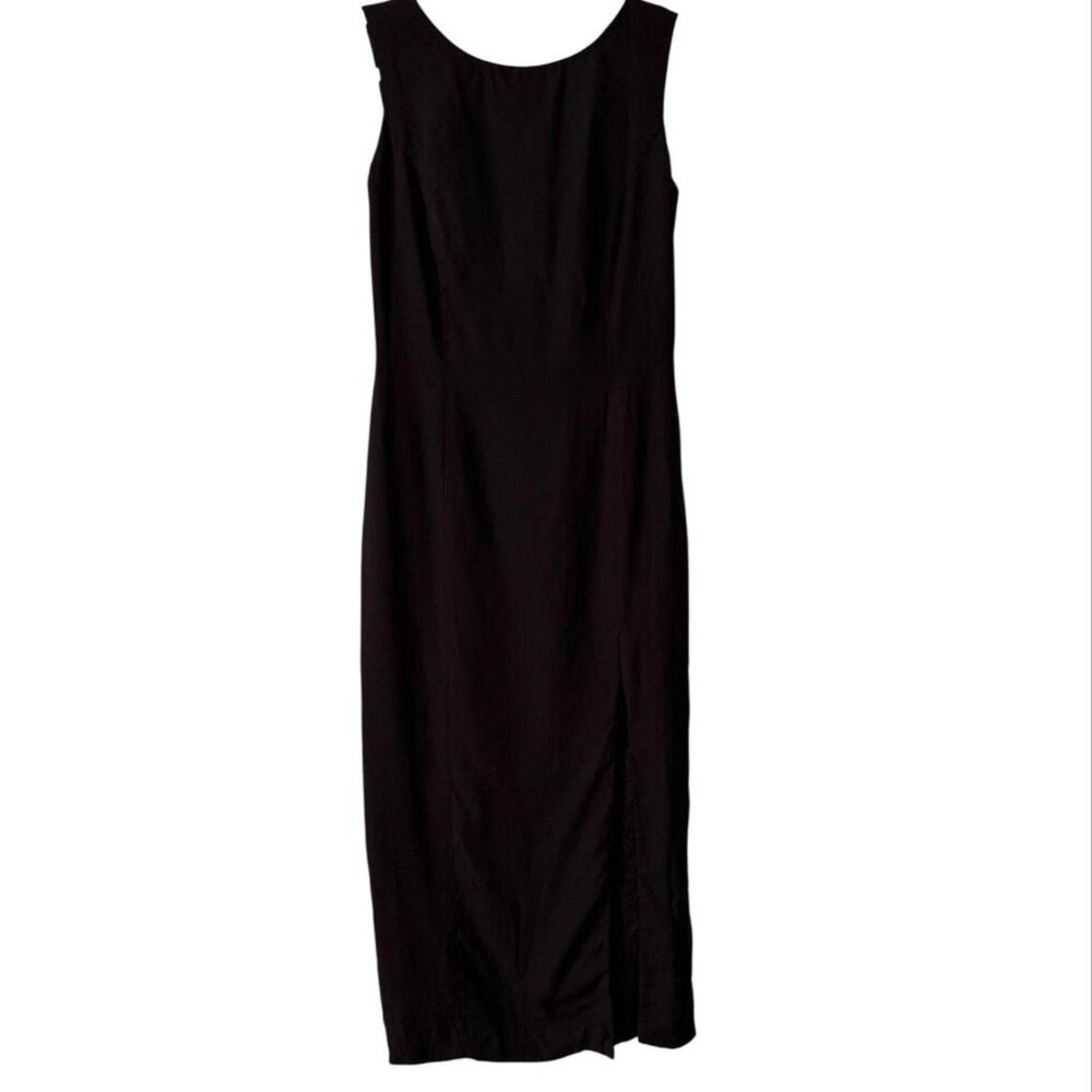 Vintage Donna Ricco Black Maxi Dress‎ With Satin Bow Detial